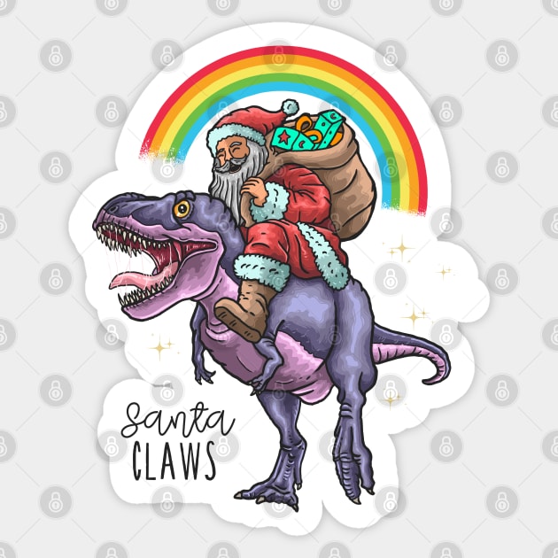 Santa claws - Santa Claus Christmas Dinosaur Sticker by RedCrunch